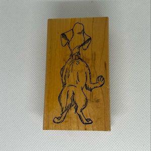 VTG 90s Art Impressions Wood Mounted Standing Dog Stamp